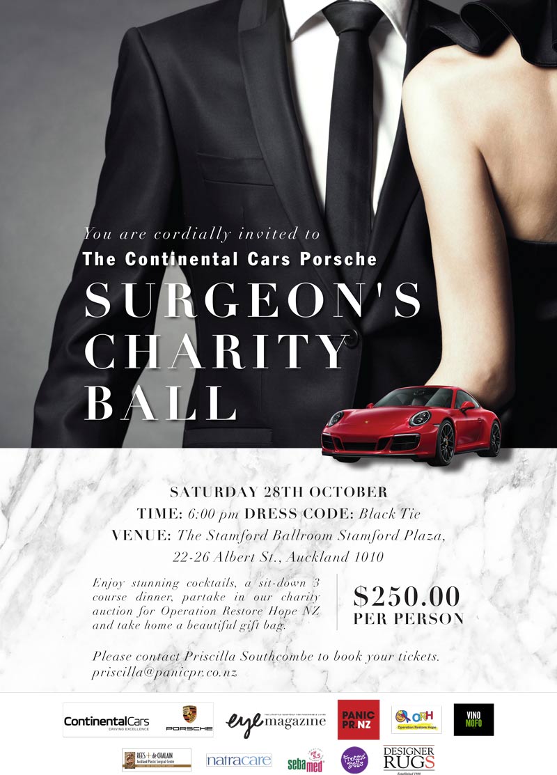 Invite Continental Cars Porche Surgeon's Charity Ball